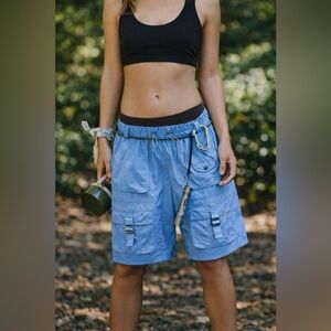 FP Movement FREE PEOPLE Cargo March On Shorts Nylon Hiking XS Blue NWT